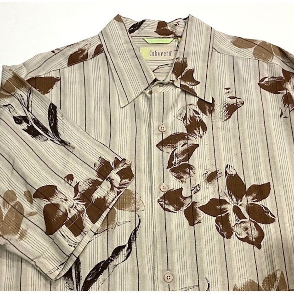 Cubavera Men's Short Sleeve Shirt Size XL Flora & Tropical Leaf Pattern